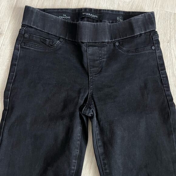 Liverpool Women’s the Straight Pull On Jeans in Black Rinse | 0/26 - Picture 3 of 8